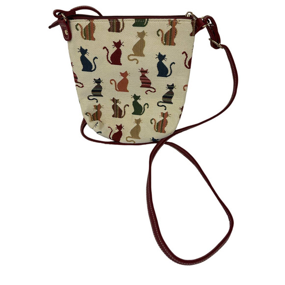 signare Handbags - Cat Print Crossbody Bag, 8" X 9"